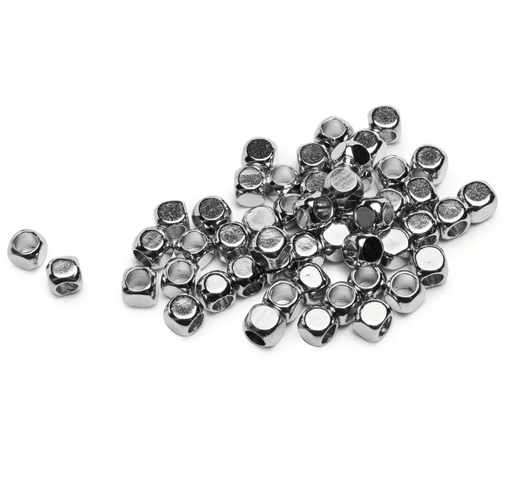 UIT Metallperlen|Perlensterne>Mini Metall-Perle "Würfel", 50 Stück