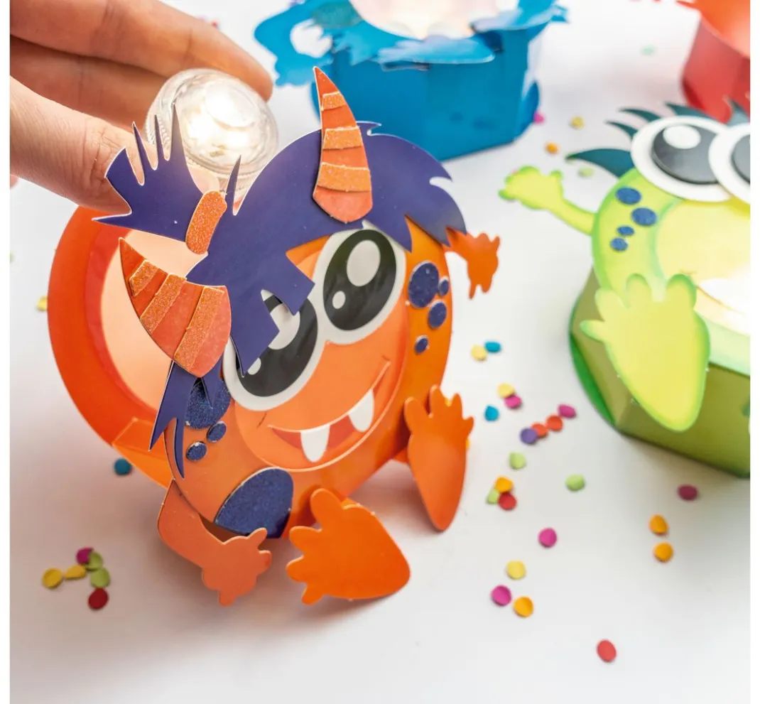 Kinder URSUS Laterne Basteln|Papier>Minilichter-Set "Monster"