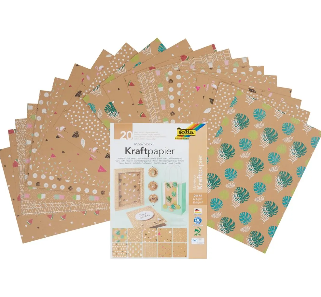 folia Kraftpapier & -Karton|Malpapier>Motivblock "Kraftpapier mit Motivdruck"