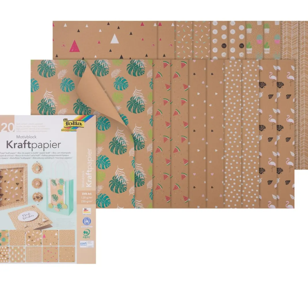 folia Kraftpapier & -Karton|Malpapier>Motivblock "Kraftpapier mit Motivdruck"