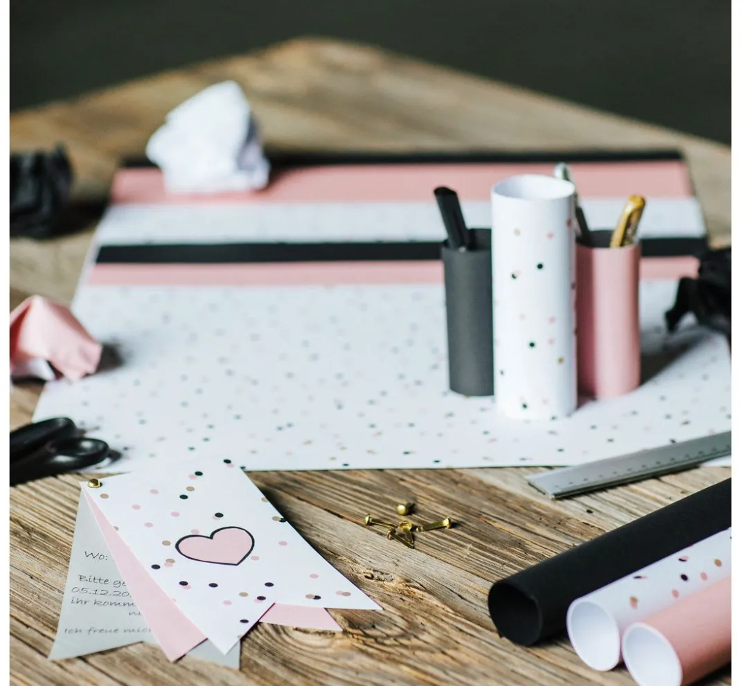 Kinder MarpaJansen Papier|Tonpapier & Fotokarton>Motivkarton "Punkte rosa"