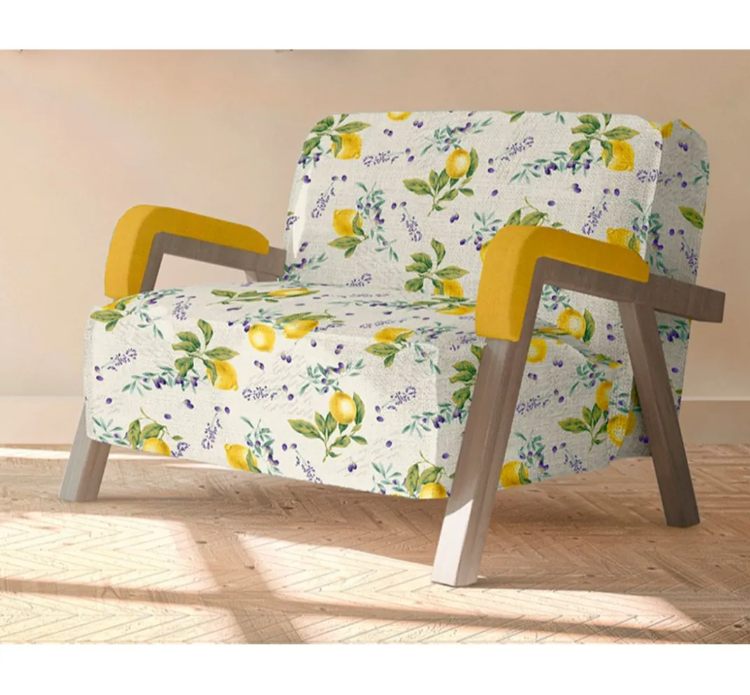 VBS Marktplatz Stoff Meterware|Textilien>Motiv-Stoff Leinenoptik "Citrus"