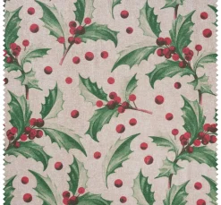 VBS Marktplatz Weihnachtsstoffe|Dekostoff>Motiv-Stoff Leinenoptik "Ilex"
