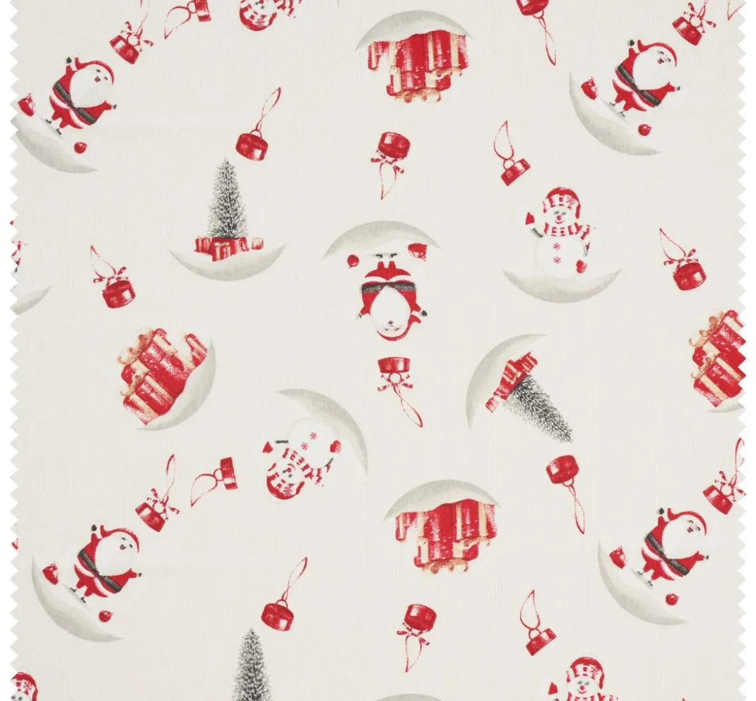 VBS Marktplatz Stoff Meterware|Weihnachtsstoffe>Motiv-Stoff Leinenoptik mit Golddruck "Snowman and Santa"