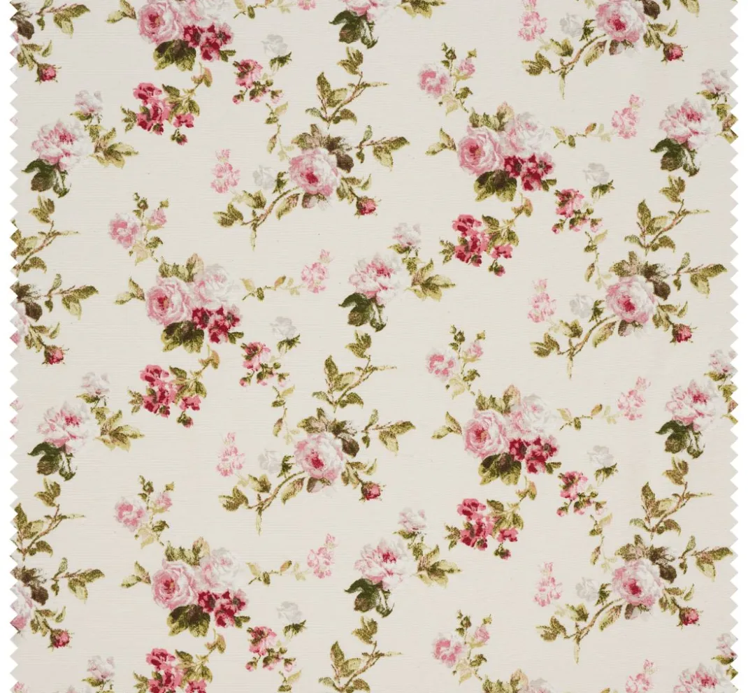 VBS Marktplatz Stoff Meterware>Motiv-Stoff Leinenoptik "Rosen"