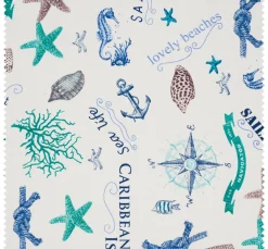 VBS Marktplatz Stoff Meterware|Dekostoff>Motiv-Stoff Leinenoptik "Sealife"