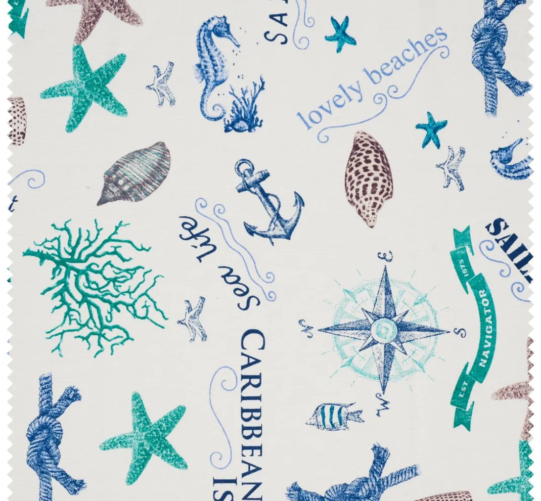 VBS Marktplatz Stoff Meterware|Dekostoff>Motiv-Stoff Leinenoptik "Sealife"