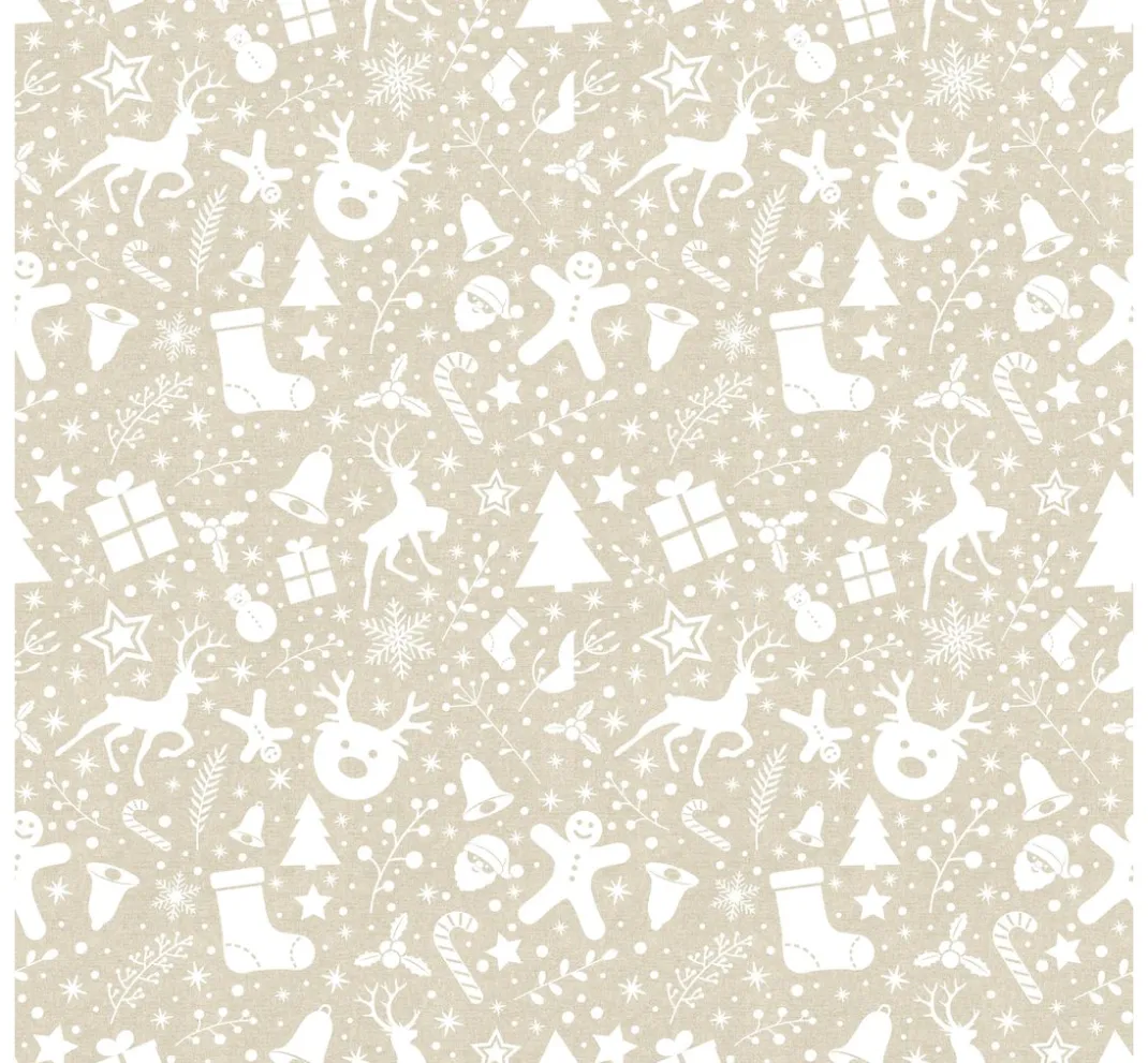 VBS Marktplatz Stoff Meterware|Weihnachtsstoffe>Motiv-Stoff Leinenoptik "Xmas all over"
