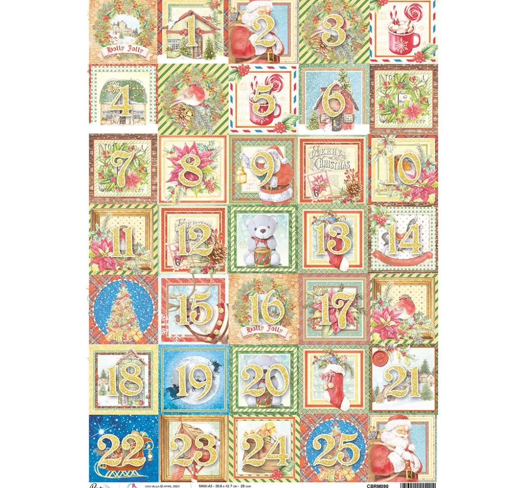 Ciao Bella Decoupage|Seidenpapier & Strohseide>Motiv-Strohseide "Adventskalenderzahlen"