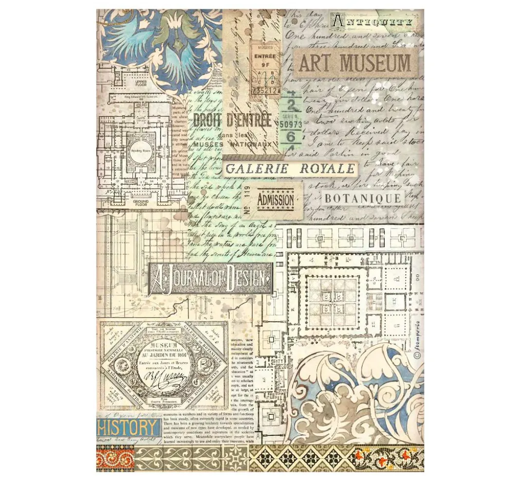 Stamperia Seidenpapier & Strohseide|Decoupage>Motiv-Strohseide "Art of Travelling"