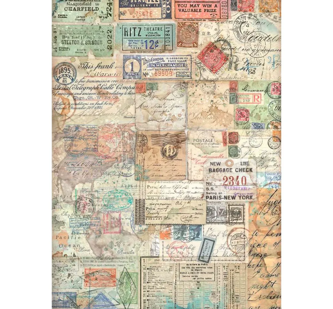 Stamperia Seidenpapier & Strohseide|Decoupage>Motiv-Strohseide "Art of Travelling"