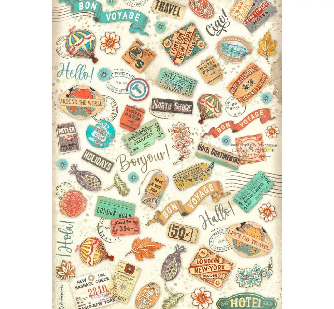 Stamperia Seidenpapier & Strohseide|Decoupage>Motiv-Strohseide "Art of Travelling"