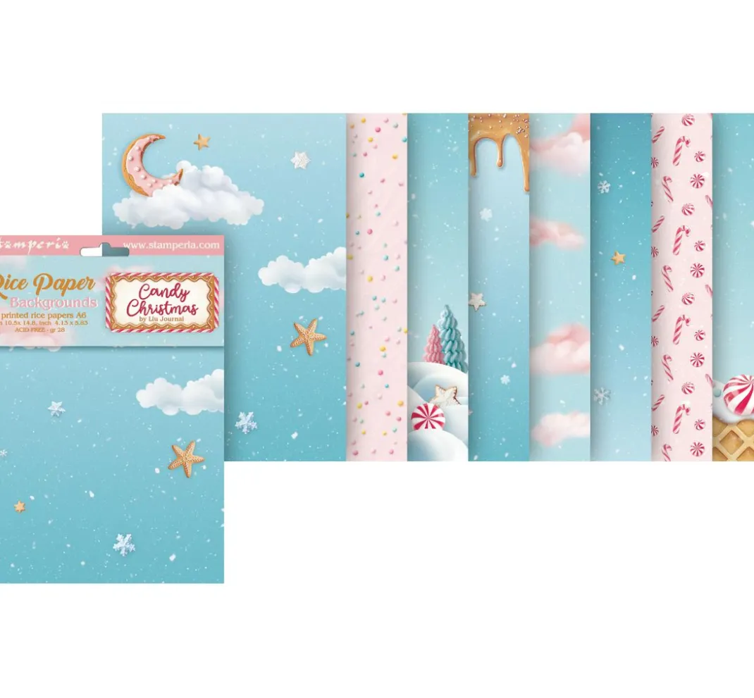 Stamperia Seidenpapier & Strohseide|Decoupage>Motiv-Strohseide Backgrounds "Candy Christmas"