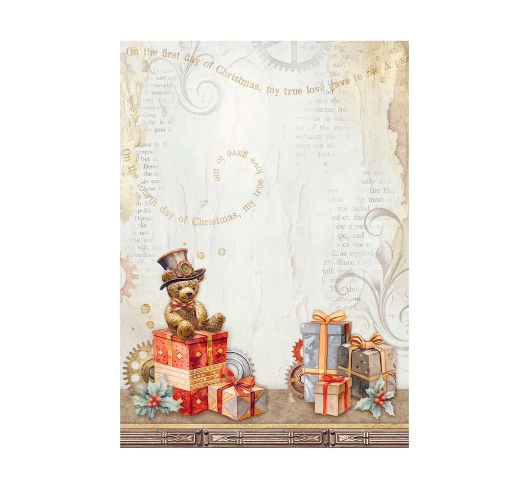 Stamperia Seidenpapier & Strohseide|Decoupage>Motiv-Strohseide Backgrounds "Gear up for Christmas"