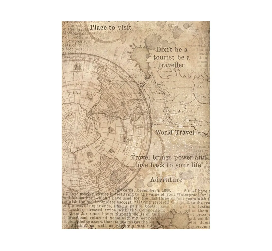 Stamperia Decoupage|Seidenpapier & Strohseide>Motiv-Strohseide Backgrounds "Around the World", 8er-Set