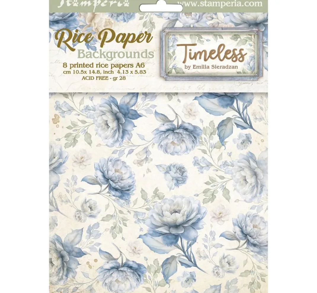 Stamperia Decoupage|Seidenpapier & Strohseide>Motiv-Strohseide Backgrounds "Timeless", DIN A6, 8er Set