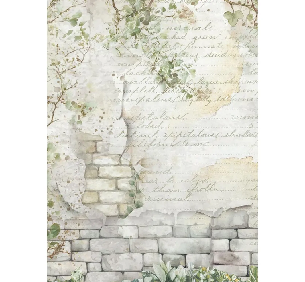 Stamperia Decoupage|Seidenpapier & Strohseide>Motiv-Strohseide Backgrounds "Herbarium Silvae", 8er Set