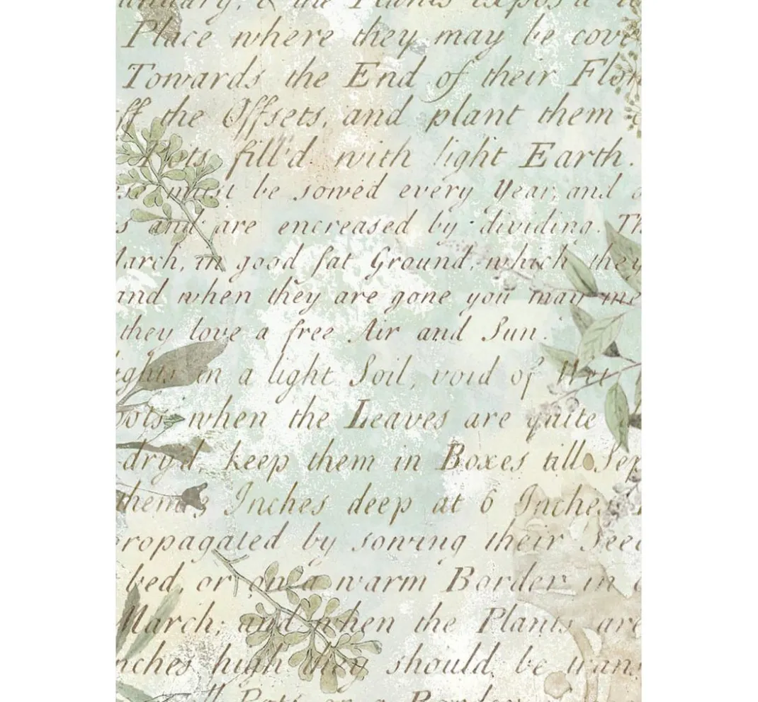 Stamperia Decoupage|Seidenpapier & Strohseide>Motiv-Strohseide Backgrounds "Herbarium Silvae", 8er Set