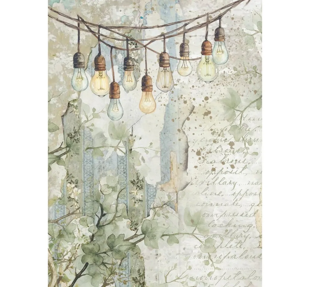 Stamperia Decoupage|Seidenpapier & Strohseide>Motiv-Strohseide Backgrounds "Herbarium Silvae", 8er Set