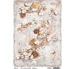 Ciao Bella Decoupage|Seidenpapier & Strohseide>Motiv-Strohseide "Blüten im Winter"