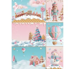 Stamperia Seidenpapier & Strohseide|Decoupage>Motiv-Strohseide "Candy Christmas - Cards"