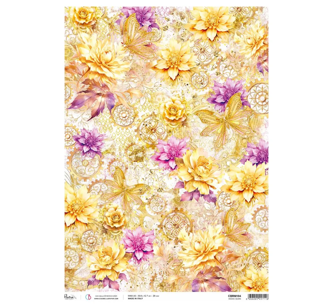 Ciao Bella Decoupage|Seidenpapier & Strohseide>Motiv-Strohseide "Ethereal - Blumen und Rosetten"