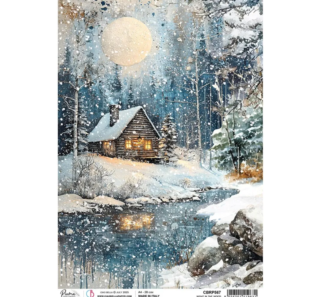 Ciao Bella Decoupage|Seidenpapier & Strohseide>Motiv-Strohseide "Forest Tales - Night in the Wood"