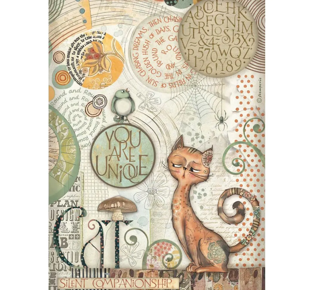 Stamperia Seidenpapier & Strohseide|Decoupage>Motiv-Strohseide "Furry Friends - You are Unique"