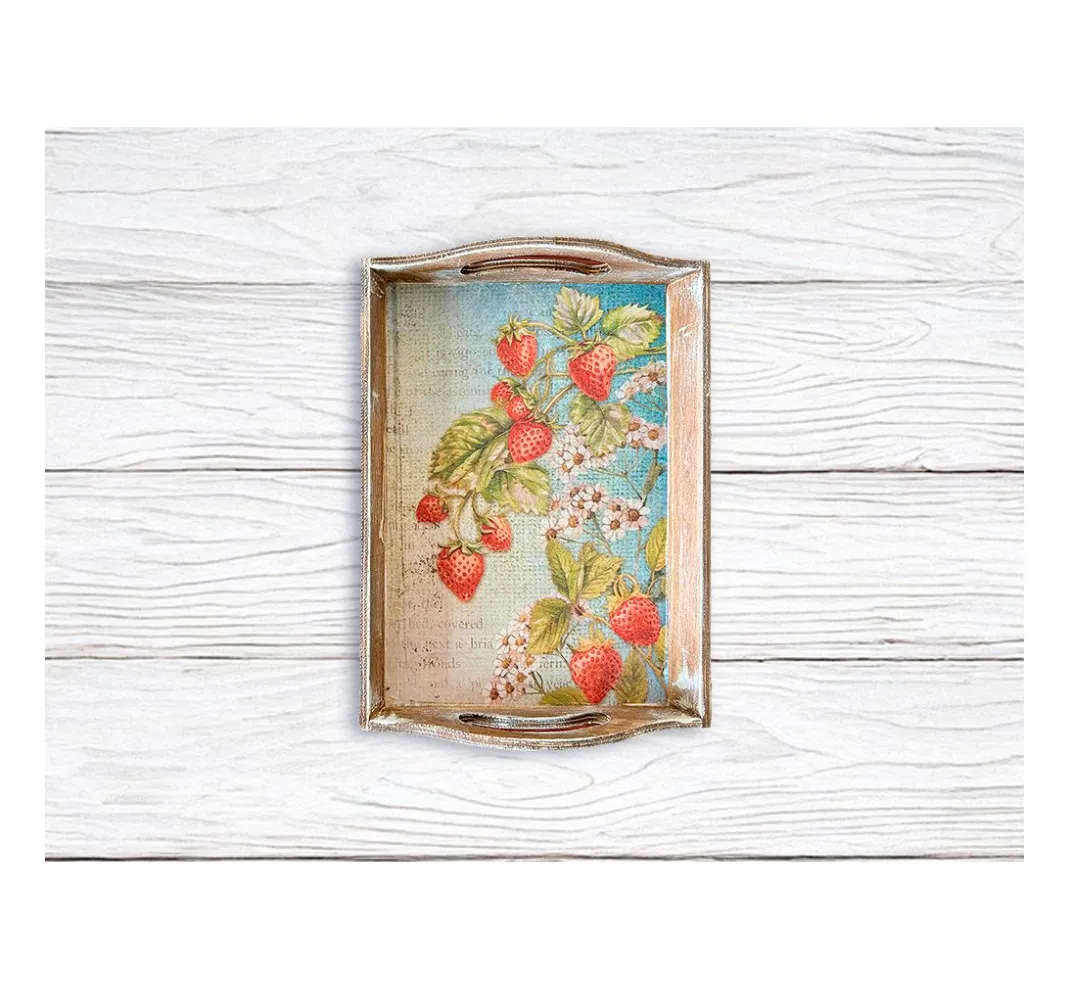 Stamperia Decoupage|Seidenpapier & Strohseide>Motiv-Strohseide "Hidden Grove - Strawberries"