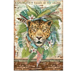Stamperia Decoupage|Seidenpapier & Strohseide>Motiv-Strohseide "Jaguar"