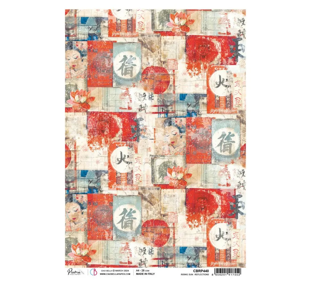 Ciao Bella Decoupage|Seidenpapier & Strohseide>Motiv-Strohseide "Land of the Rising Sun - Reflections"