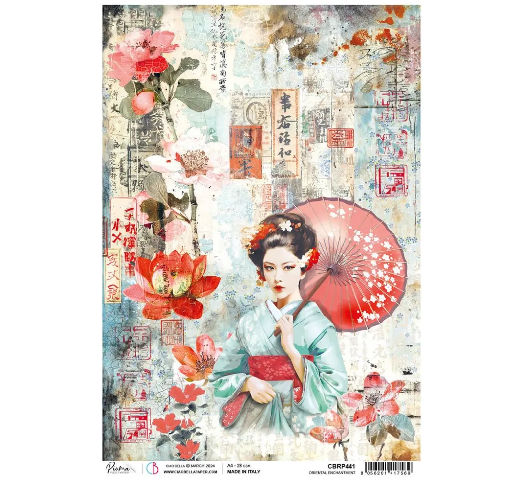 Ciao Bella Decoupage|Seidenpapier & Strohseide>Motiv-Strohseide "Land of the Rising Sun - Geisha"