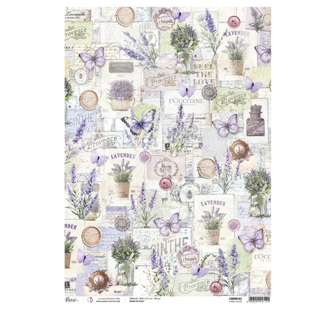Ciao Bella Decoupage|Seidenpapier & Strohseide>Motiv-Strohseide "Morning Provence - Purple Fields"