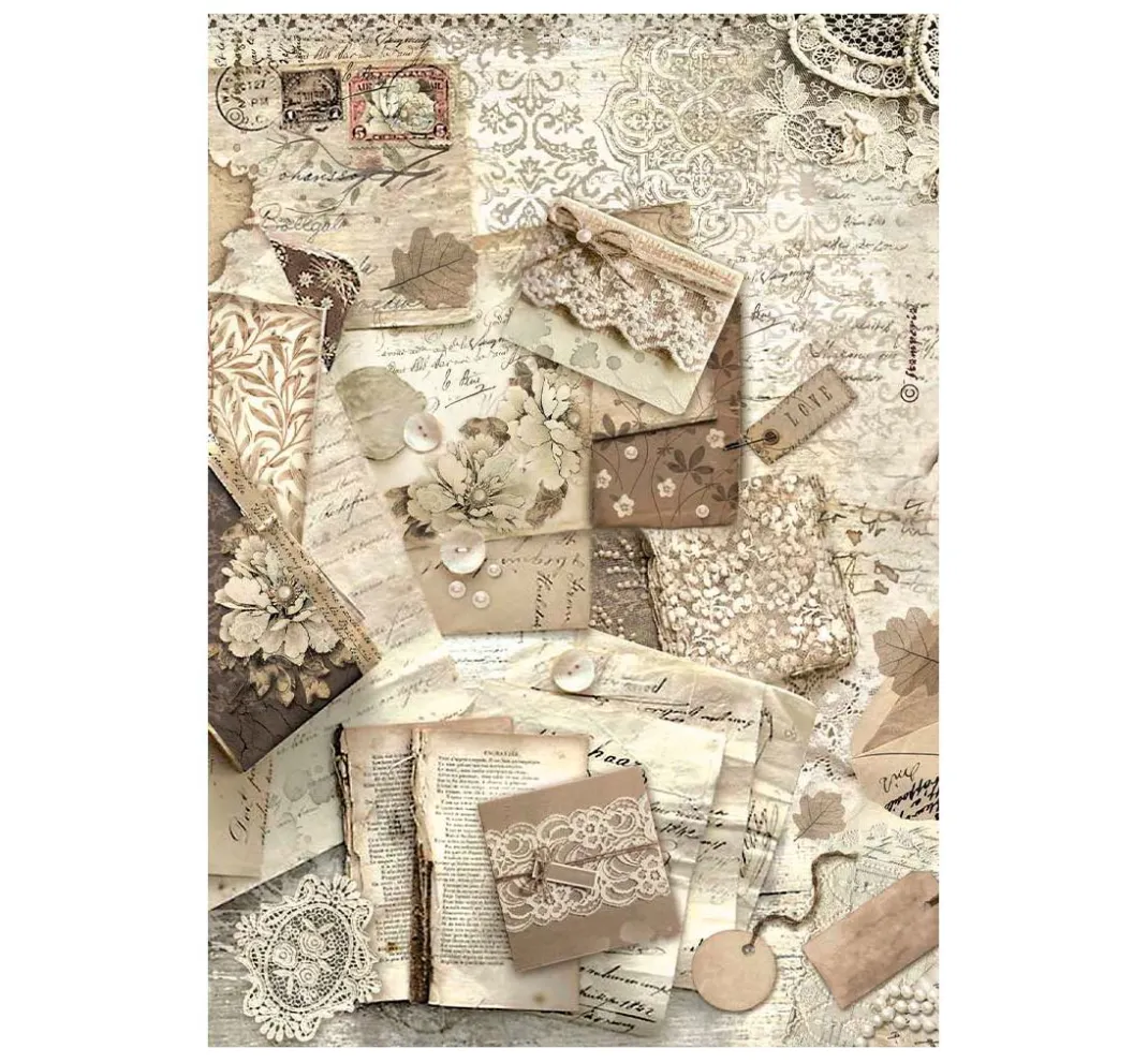 Stamperia Decoupage|Seidenpapier & Strohseide>Motiv-Strohseide "Old Lace"