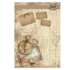 Stamperia Decoupage|Seidenpapier & Strohseide>Motiv-Strohseide "Sea Land - Compass"