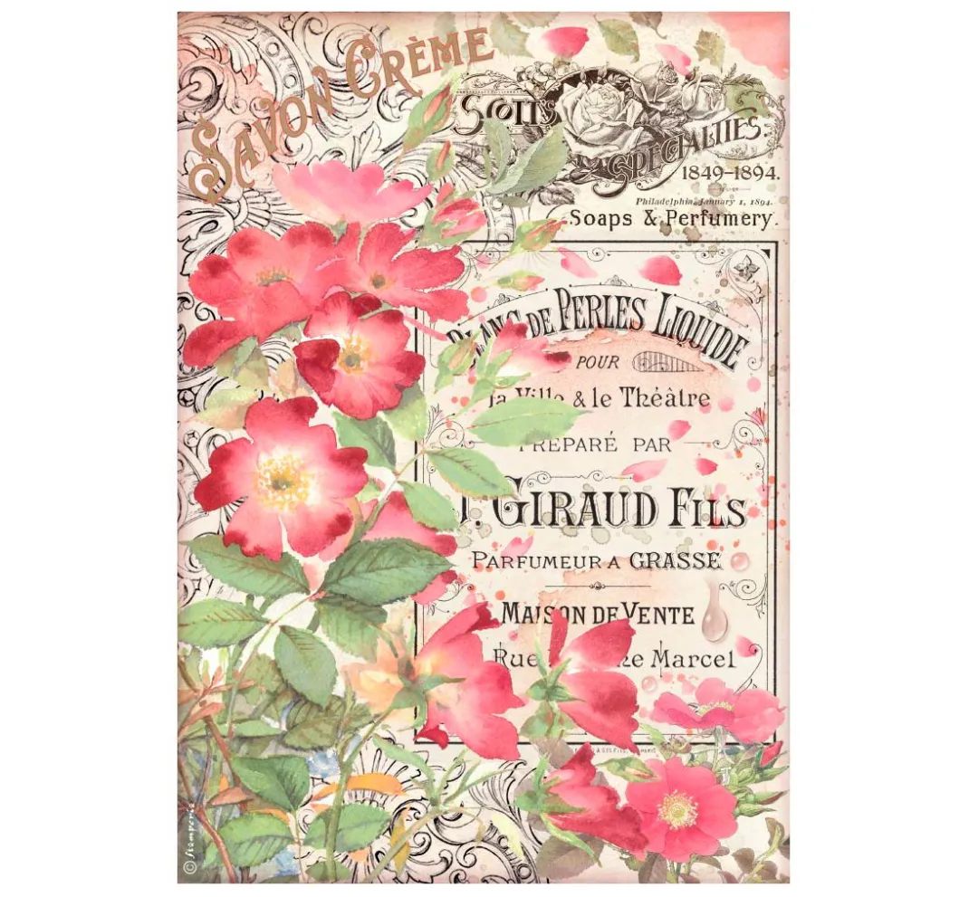 Stamperia Decoupage|Seidenpapier & Strohseide>Motiv-Strohseide "Seifenduft"