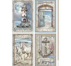 Stamperia Decoupage|Seidenpapier & Strohseide>Motiv-Strohseide "Silent Sea - Cards"