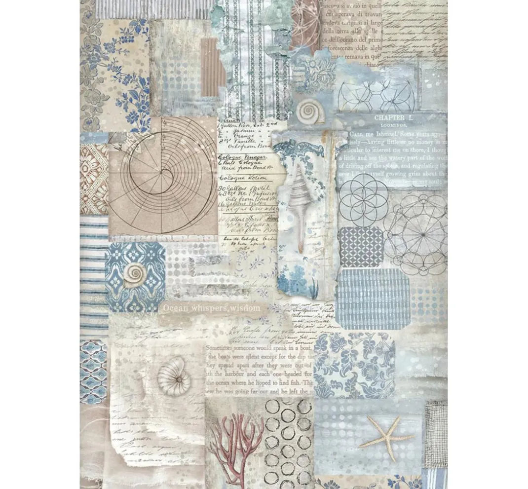 Stamperia Decoupage|Seidenpapier & Strohseide>Motiv-Strohseide "Silent Sea - Texture"
