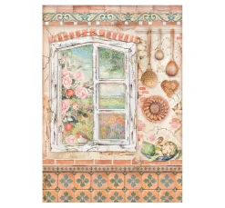 Stamperia Decoupage|Seidenpapier & Strohseide>Motiv-Strohseide "Sommerhaus"