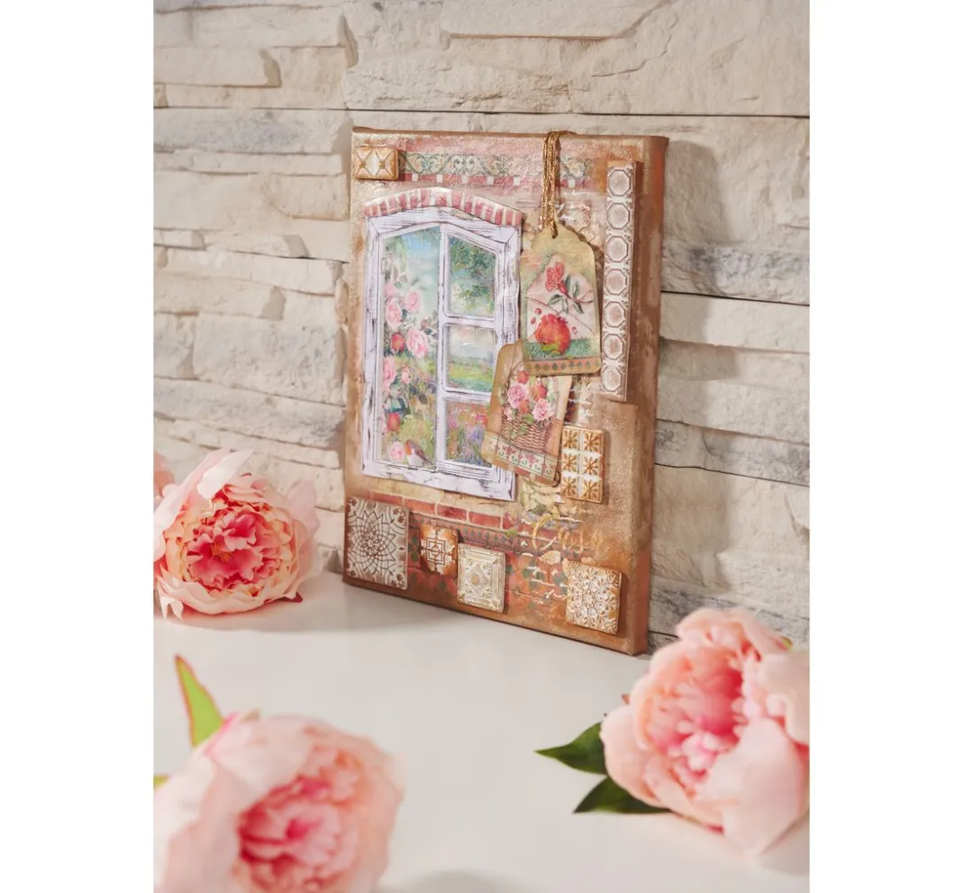 Stamperia Decoupage|Seidenpapier & Strohseide>Motiv-Strohseide "Sommerhaus"
