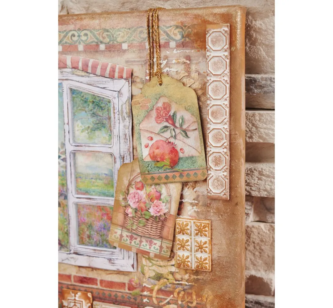 Stamperia Decoupage|Seidenpapier & Strohseide>Motiv-Strohseide "Sommerhaus"