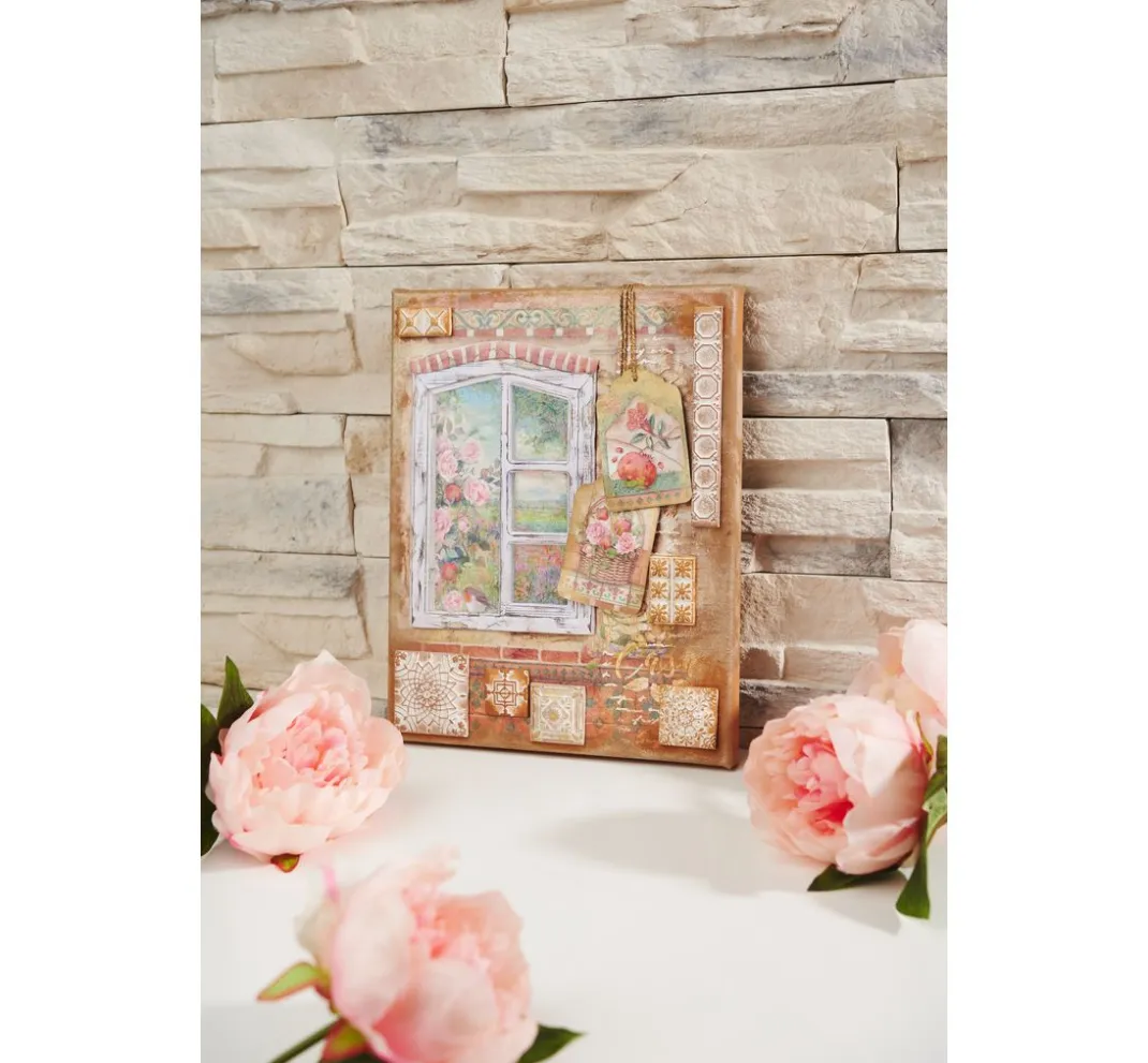 Stamperia Decoupage|Seidenpapier & Strohseide>Motiv-Strohseide "Sommerhaus"