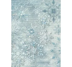 Stamperia Seidenpapier & Strohseide|Decoupage>Motiv-Strohseide "The Owl's House - Snowflakes"
