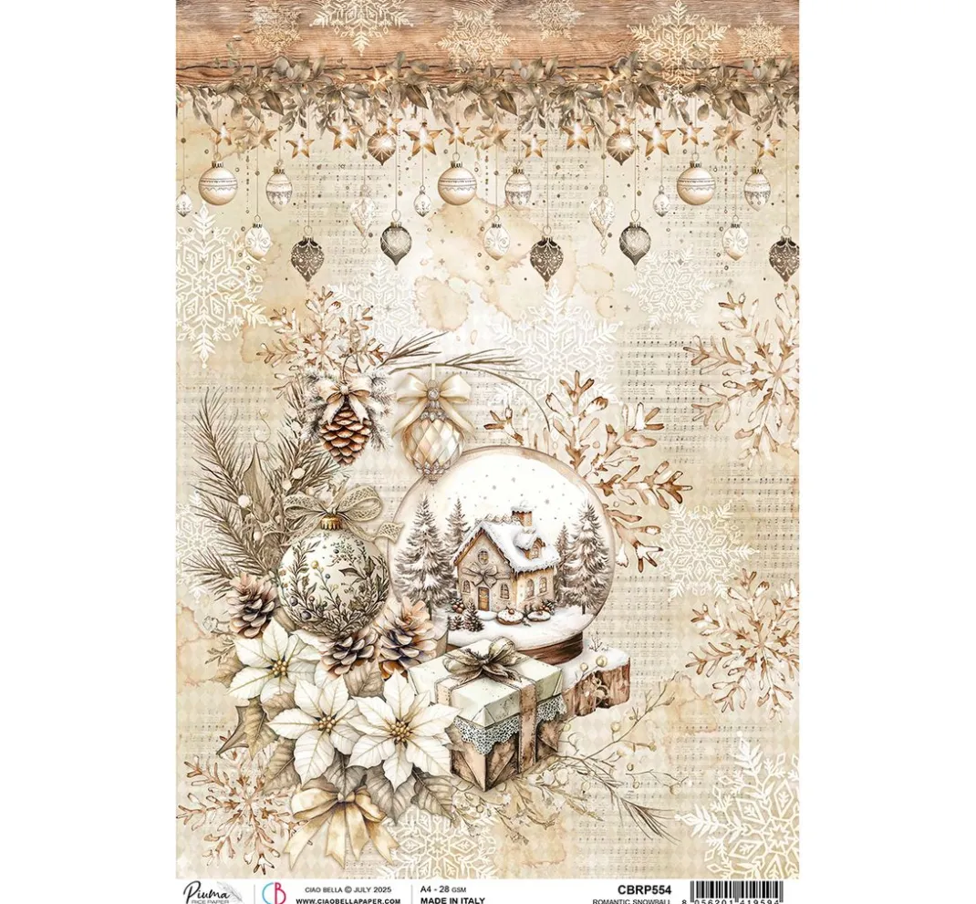 Ciao Bella Decoupage|Seidenpapier & Strohseide>Motiv-Strohseide "Winter Season - Romantic Snowball"