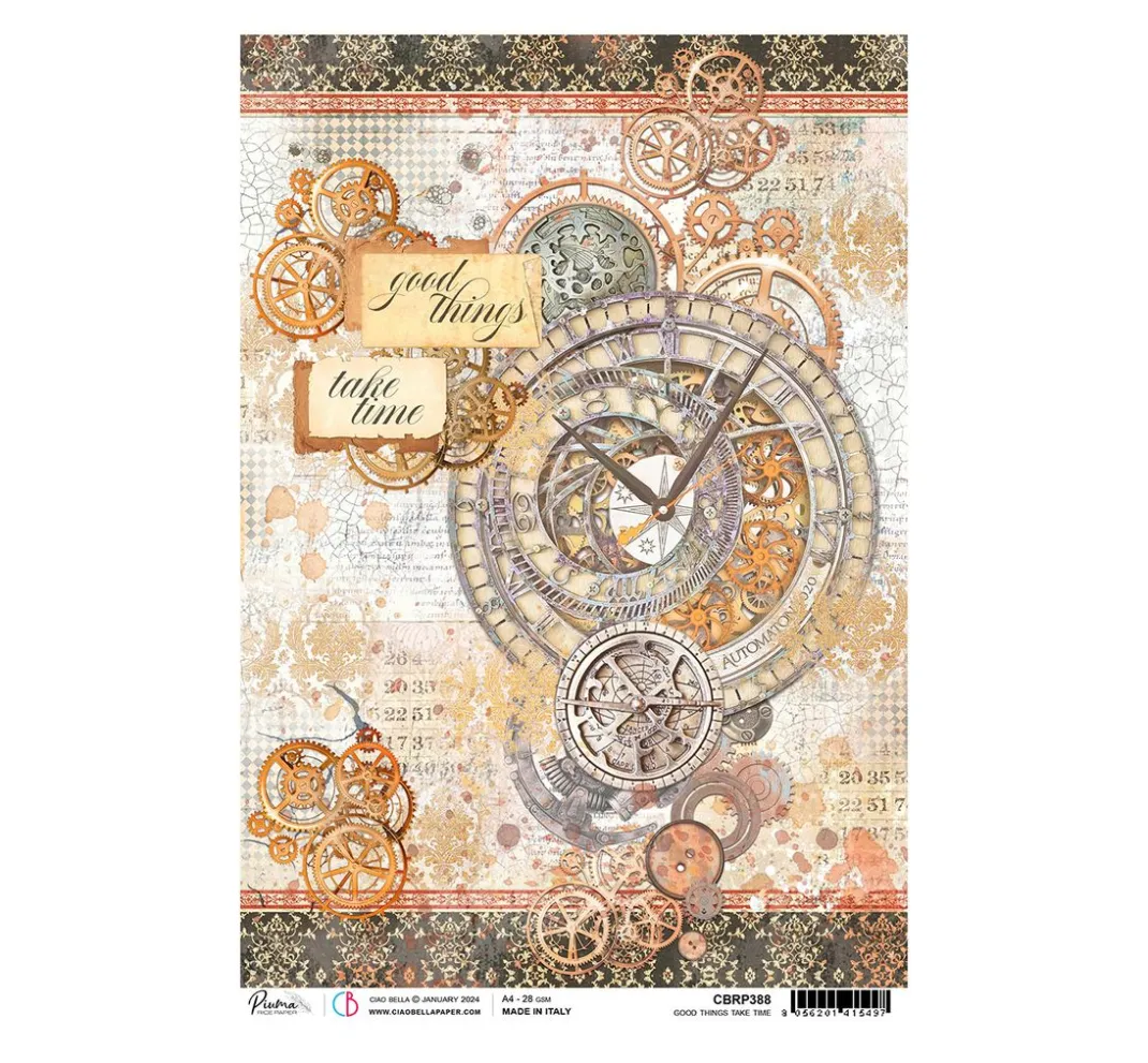Ciao Bella Decoupage|Seidenpapier & Strohseide>Motiv-Strohseide "Wizard Academy -Good Things take Time"