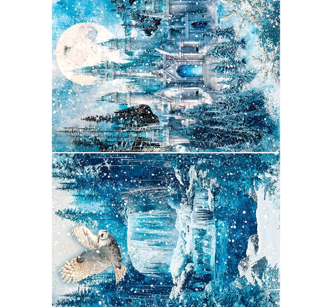 Ciao Bella Decoupage|Seidenpapier & Strohseide>Motiv-Strohseiden Sortiment "Frozen Land", 8er-Set