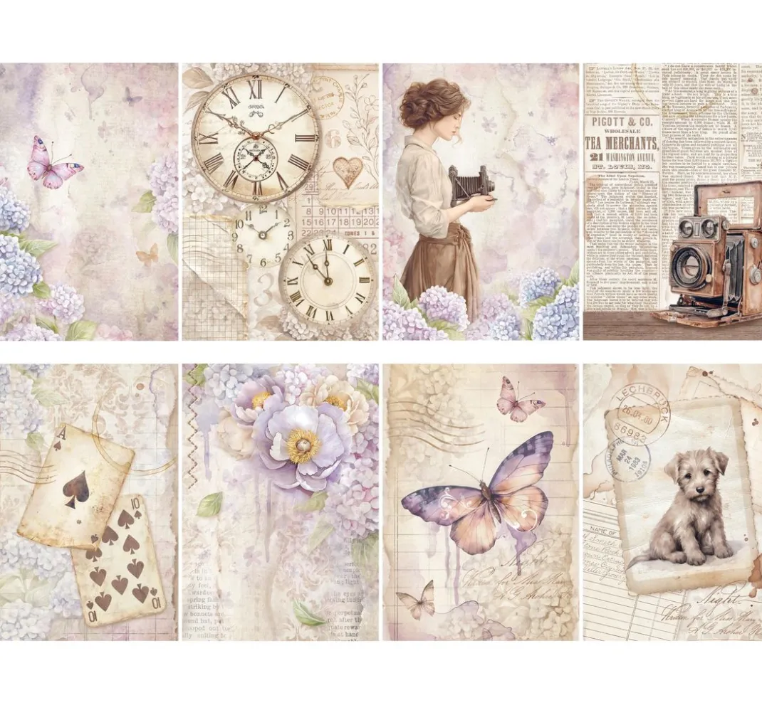 Stamperia Decoupage|Seidenpapier & Strohseide>Motiv-Strohseiden Sortiment "Quiet Days"