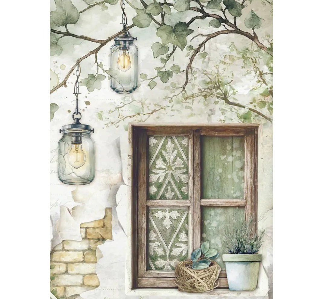 Stamperia Decoupage|Seidenpapier & Strohseide>Motiv-Strohseiden Sortiment "Herbarium Silvae", 8er Set