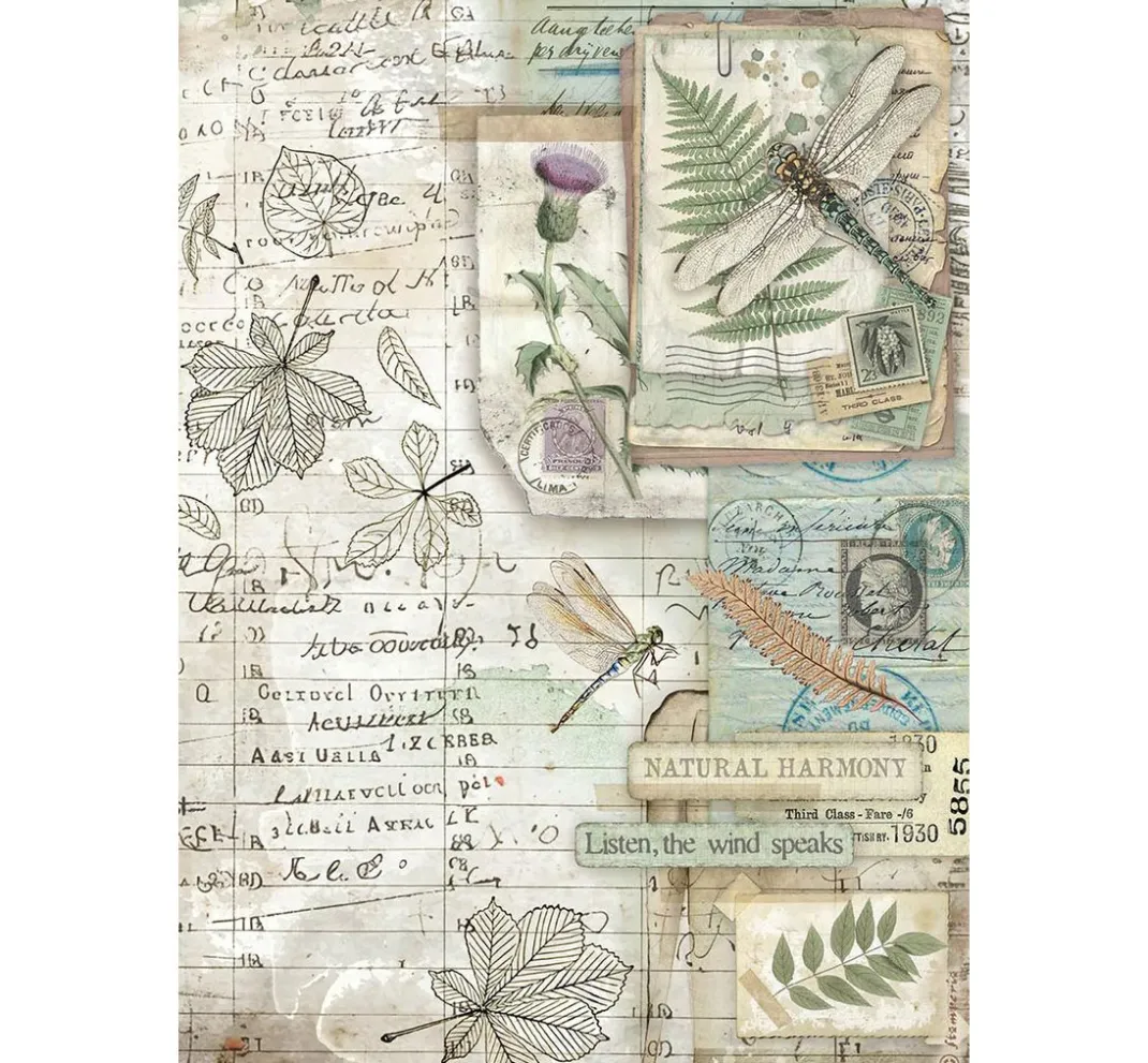 Stamperia Decoupage|Seidenpapier & Strohseide>Motiv-Strohseiden Sortiment "Herbarium Silvae", 6er-Set