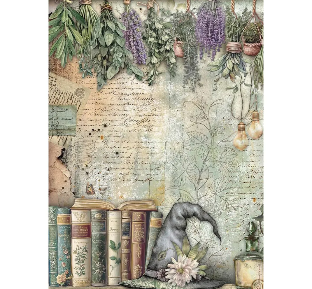 Stamperia Decoupage|Seidenpapier & Strohseide>Motiv-Strohseiden Sortiment "Herbarium Silvae", 6er-Set